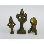 Three brass Hindu deities to include Balak - Vishna, tallest 8cm (3)