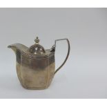 George III silver helmet shaped cream jug, silver gilt interior and hinged lid, with an engraved