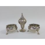 George III pair of silver salts, David Hennell & Robert Hennell, London 1764, with gadrooned rims
