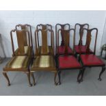 Eight Queen Anne style chairs comprising two similar sets of four, 106 x 50cm (8)