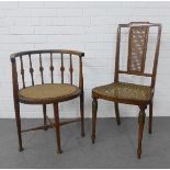 Two early 20th century chairs, 92 x 45cm (2)