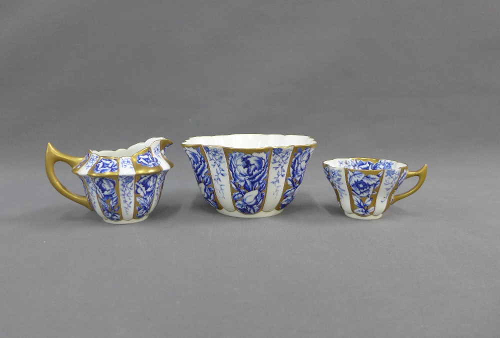 Foley china blue and white teaset, comprising nine cups, eight saucers, nine side plates, two cake - Image 3 of 4