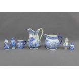 Collection of 19th century Staffordshire blue and white transfer printed pottery to include