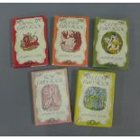 Set of five Andrew Lang 1950's Fairy Books to include, Yellow, Rose, Olive, Orange & Crimson, with