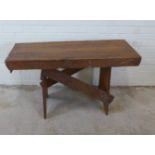 Naively constructed pine work bench / table, 15 x 64 x 40cm