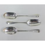 Three George II Hanoverian pattern Scottish silver table spoons to include Robert Gordon,