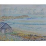 Kate Wylie, West Highlands, conte drawing, signed and framed under glass, 32 x 25cm