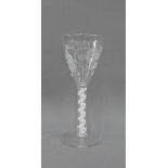 'Fiat Jacobite style etched glass with a spiral twist stem, 19cm high