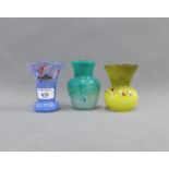 Three Scottish art glass vases to include Vasart, etc tallest 10cm (3)