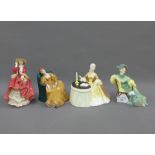 Four Royal Doulton figures to include Ascot HN2356, Meditation HN2630, Top o'the Hill HN1834 and