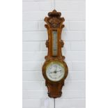 Oak cased wall barometer, Simon Yeates - Penrith, 65cm long