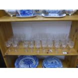 Suite of Edwardian etched drinking glasses with Greek Key and floral garland pattern, (41)