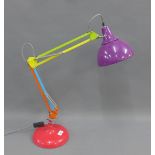Multi coloured contemporary Anglepoise lamp
