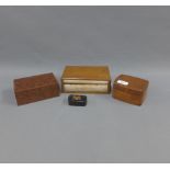Collection of boxes to include in the form of two books, burrwood box, leather covered box