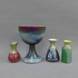 Margery Clinton lustre pottery to include a goblet and three miniature vases, tallest 13.5cm (4)