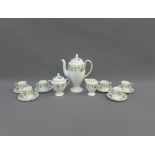 Wedgwood bone china coffee set with green ivy leaf pattern, six place setting