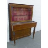 Upright 19th century mahogany and ebony strung piano case, converted to a display cabinet with