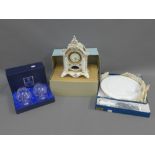 A boxed pair of Edinburgh crystal goblets, a boxed Royal Worcester cake plate and slice and a modern