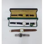 Gent's wrist watches to include a boxed Bulova on a black leather strap, boxed Longines on a brown