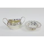 Silver bonbon dish, Birmingham 1946 together with a silver two handled bowl, Birmingham 1945, (