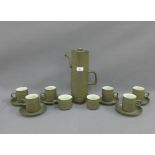 Retro Denby green glazed coffee set, (15)