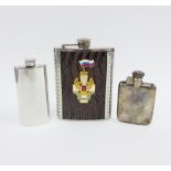 George VI silver hip flask, Sheffield 1936, 9cm high, together with a pewter hip flask and a CCCP
