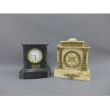 Two hardstone mantle clocks to include a black slate example, (2)