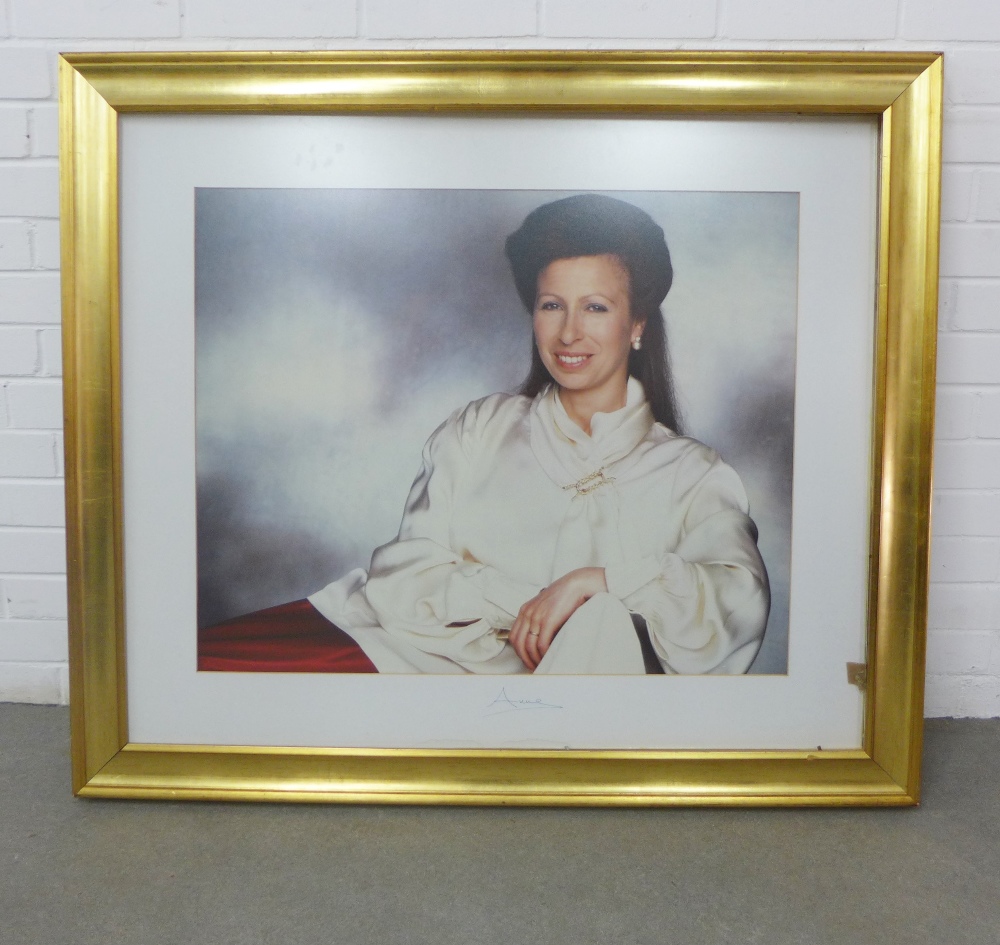 Princess Anne, a large coloured photographic print, singed, within a giltwood frame, 65 x