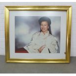 Princess Anne, a large coloured photographic print, singed, within a giltwood frame, 65 x