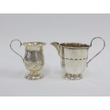 George V silver Christening mug with bright cut foliate pattern and vacant cartouche, Birmingham