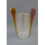 Loetz, Austrian glass vase,in the manner of Michael Powolny, with a crackled effect and amber