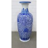 Chinoiserie blue and white floor standing vase, 65cm high