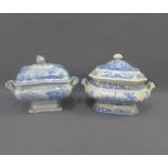 19th century blue and white transfer printed pottery to include an Asiatic Beauties soup tureen