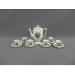Wedgwood Pembroke pattern coffee set, with six coffee cans, six saucers and a coffee pot, (13)