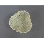 Belleek porcelain basket weave, floral encrusted, 15cm