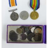 WWI pair of medals awarded to C-12089 GM Robertson, together with a small collection of Roman and