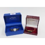 Two Lady's gold plated Rotary wristwatches, boxed (2)