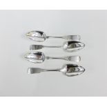 Set of four 19th century Scottish silver Fiddle pattern dessert spoons, Charles Murray, Perth, circa