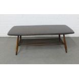 Ercol dark elm coffee table, 105 x 37 x 46cm