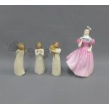 Royal Doulton china figure, Camilla HN2222 and three Willow Tree Angel of Friendship figures, (4)