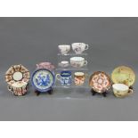 Collection of various china and porcelain cups and saucers to include Booths, Imari and Royal