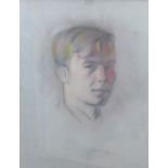 20th century British School, Sketch of a young mans head, apparently unsigned and framed under glass