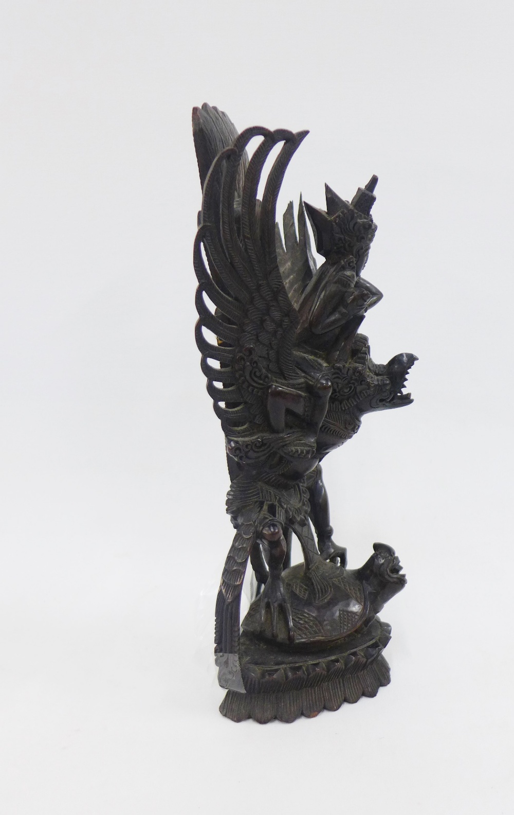 Vishnu astride Garuda, a hardwood carving (a/f) 33cm high - Image 2 of 5