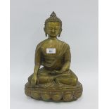 Bronze Buddha, modelled seated in a contemplative pose, 38cm