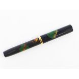 Vintage pre Dunhill Namiki No2 lever filler fountain pen with Urushi fans lacquer decoration,