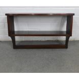 Mahogany and rosewood two tier wall shelf with inlaid stringing,