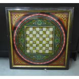 Glass chess board, in an oak frame, 53 x 55cm