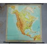 Westermann coloured wall map of North America, 175 x 160cm