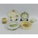 Collection of early 20th century Nursery Ware pottery and porcelain to include a Nursery Rhyme cup