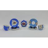 Gardner Russian porcelain tea wares to include two cups and saucers with a pale blue ground and